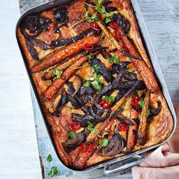 Vegetarian carrot toad in the hole