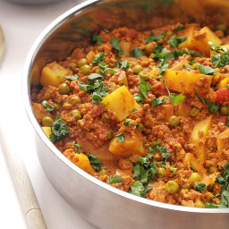 Vegetarian keema curry with peas and potatoes
