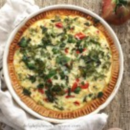 Vegetarian Quiche With Fresh Tomatoes, Spinach, Basil and Goat Cheese