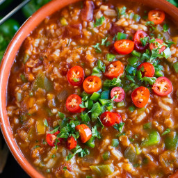 Vegetarian Stuffed Pepper Soup (Stove Top and Slow Cooker)
