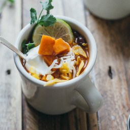Vegetarian Tortilla Soup with Sweet Potato