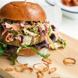 Veggie Burgers with Chipotle Kale Coleslaw