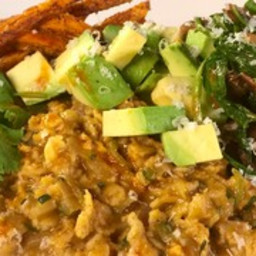 Veggie Oat Risotto with Sweet Potato Fries