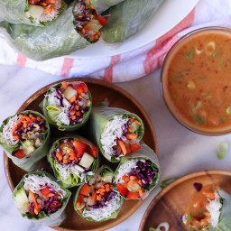 Veggie Spring Rolls with Spicy Peanut Dipping Sauce