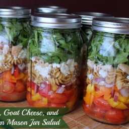 Veggie, Goat Cheese, and Chicken Mason Jar Salad