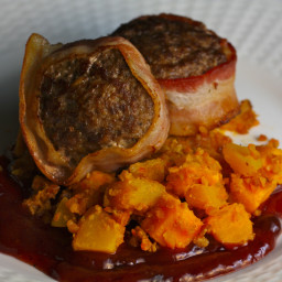 Venison Meatloaf with Blackberry BBQ Sauce and Buffalo Sweet Potato/Pumpkin