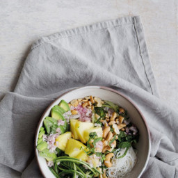 Vermicelli, pineapple, cucumber, mint, cashew and avocado bowls