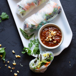 Vietnamese Fresh Spring Rolls with Shrimp + Peanut Sauce