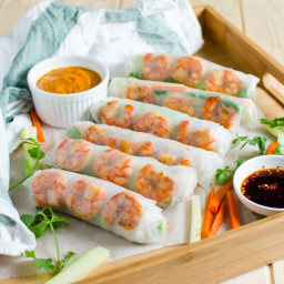 Vietnamese healthy spring rolls with peanut butter sauce