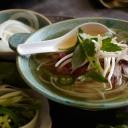 Vietnamese Pho Rice Noodle Soup with Beef