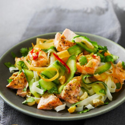 Vietnamese-style salmon with roasted cashew rice noodle salad