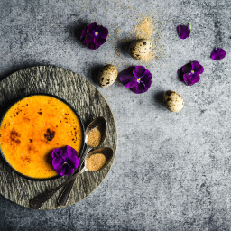 Violet and sweet potato crème brûlée