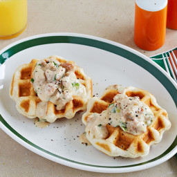 Waffled Biscuits and Sausage Gravy