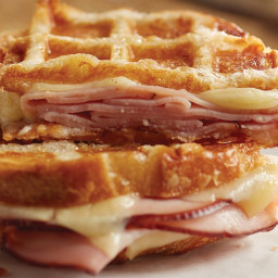 Waffled Ham and Cheese Melt with Maple Butter