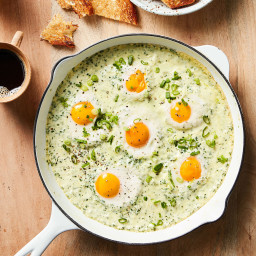 Wake Up with Baked Eggs in a Creamy Herb Sauce
