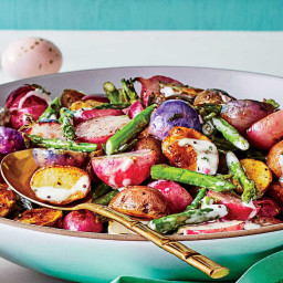 Warm Asparagus, Radish, and New Potato Salad with Herb Dressing Recipe
