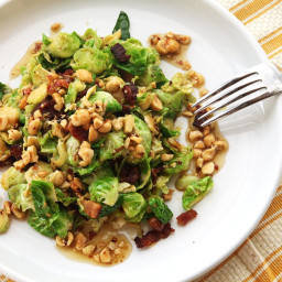 Warm Brussels Sprout Salad With Bacon and Hazelnut Vinaigrette Recipe