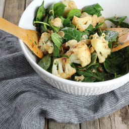 Warm Cauliflower Spinach Salad with Pancetta