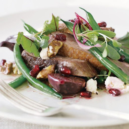 Warm duck salad with beetroot and pomegranate