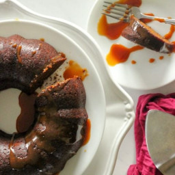 Warm Gingerbread Cake with Salted Caramel Sauce