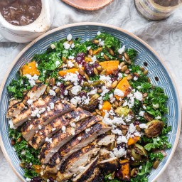Warm Kale Salad with Roasted Butternut Squash