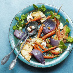 Warm roast carrot and goat's cheese salad