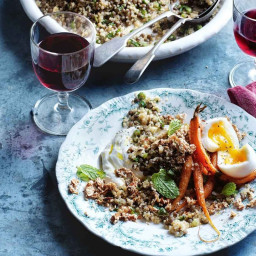 Warm salad with lentils, quinoa and labneh recipe