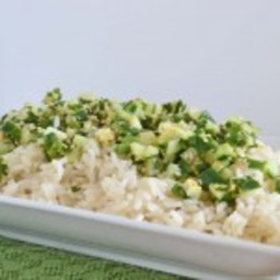 Warm Sesame Rice Salad with Cold Cucumber, Chive, and Lime