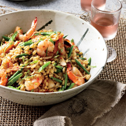 Warm Shrimp Salad with Kamut, Red Chile and Tarragon