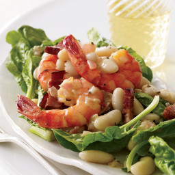 Warm Spinach Salad with Cannellini Beans and Shrimp
