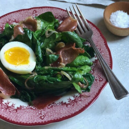 Warm Spinach Salad with Crispy Prosciutto and Soft Eggs