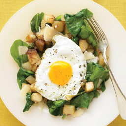 Warm Spinach Salad with Fried Egg and Potatoes