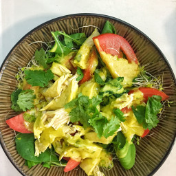 Warm Summer Salad with Coconut Milk-Poached Chicken & Turmeric Dressing