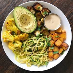 Warm Zoodle Bowl with Tahini Dressing