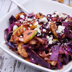 Warmed Red Cabbage Salad with Walnuts and Goat Cheese