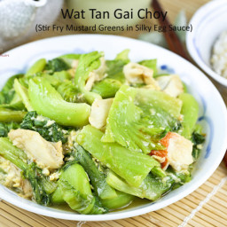 Wat Tan Gai Choy (Stir Fry Mustard Greens in Silky Egg Sauce)