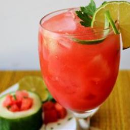 Watermelon and Cucumber Juice with a Spritz of Lime