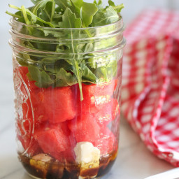 Watermelon Feta Arugula Salad in Jars