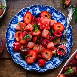 Watermelon Fruit Salad with Berries and Lime Dressing