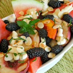 Watermelon, Grilled Peach and Blackberry Salad