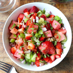 Watermelon, Strawberry and Tomatillo Salad