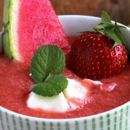 Watermelon Strawberry Rhubarb Soup