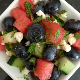 Watermelon, Cucumber and Blueberry Salad