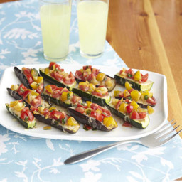 Weight Watchers Eggplant and Zucchini Bruschetta Boats Recipe