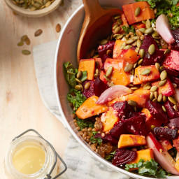 Wheat Berry and Roasted Vegetable Salad with Kale