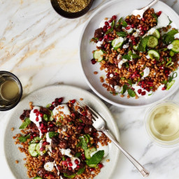 Wheat Berry Bowl with Merguez and Pomegranate