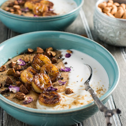Whipped Almond Butter Oatmeal with Caramelized Bananas