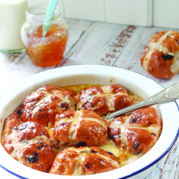 Whiskey Marmalade Hot Cross Bread and Butter Pudding