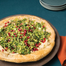 White Bean, Brussels Sprouts, and Pomegranate Tart