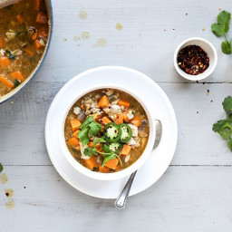 White Bean Chili with Chicken and Sweet Potatoes